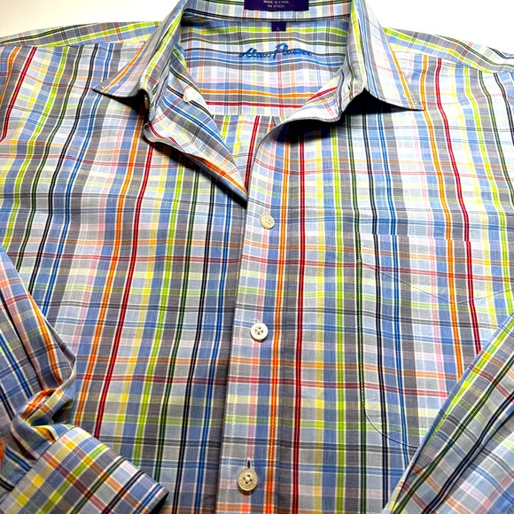 Alan Flusser Button Down Collar Pocket Double Button Sleeves Multicolored - Picture 1 of 7